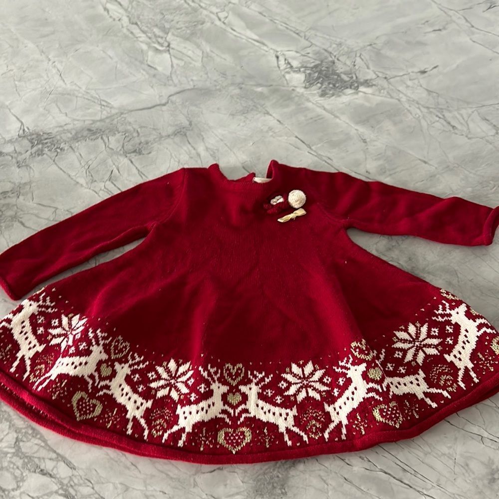 Heirloom red Christmas sweater dress 18M